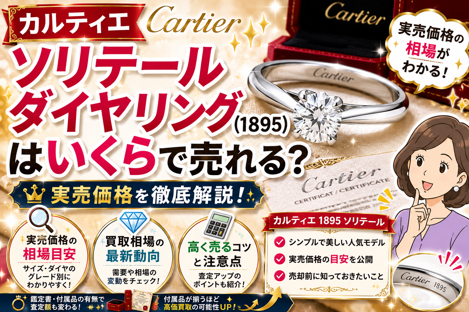 Cartier ソリテール　ダイヤリング 価格変更ここまでです カルティエ ソリテール ダイヤリングはいくらで売れる？実売価格【1895