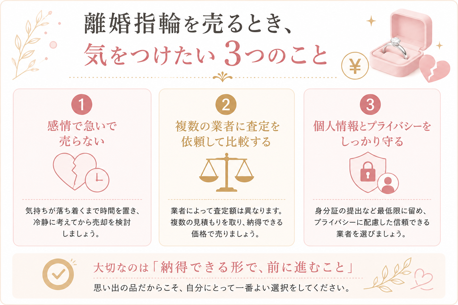 離婚指輪を売るとき気をつけたい3つのこと