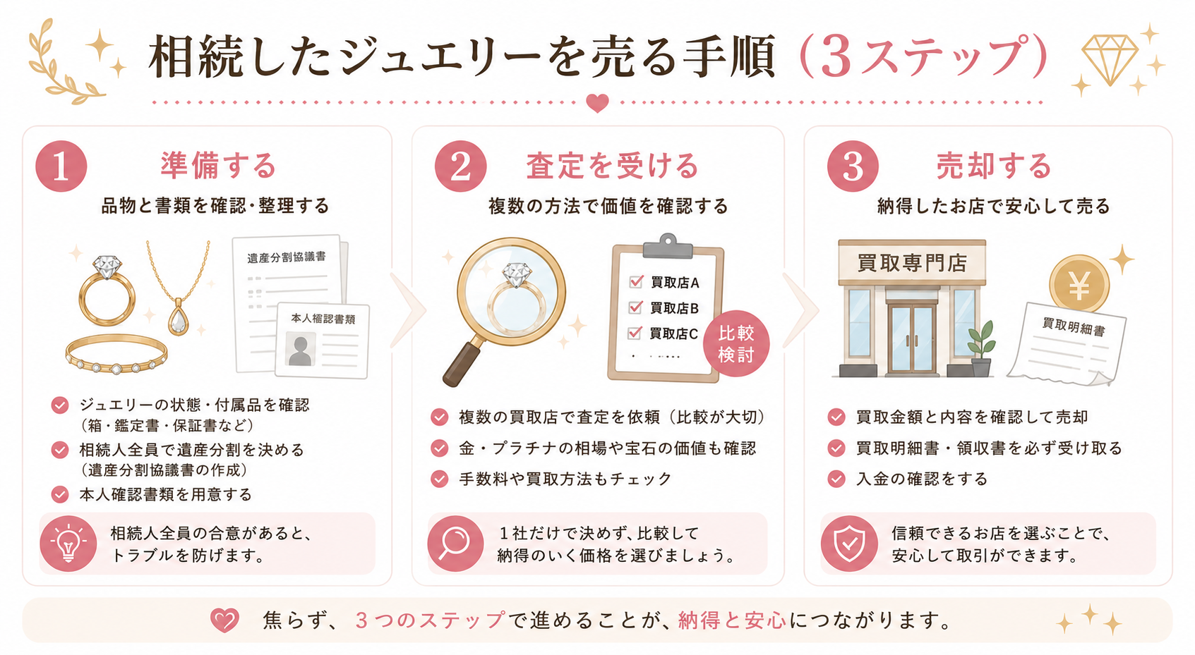 相続したジュエリーを売る手順（3ステップ）