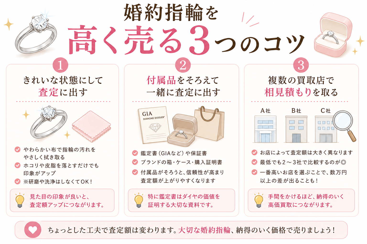 婚約指輪を高く売る3つのコツ