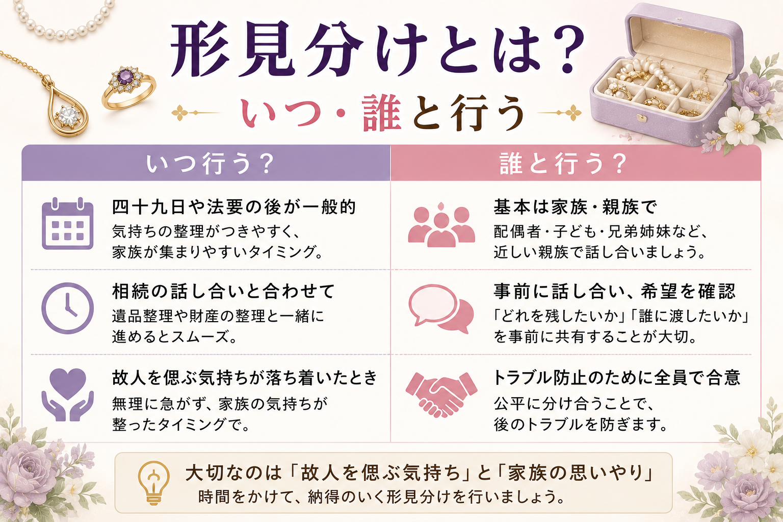 形見分けとは？いつ・誰と行うか