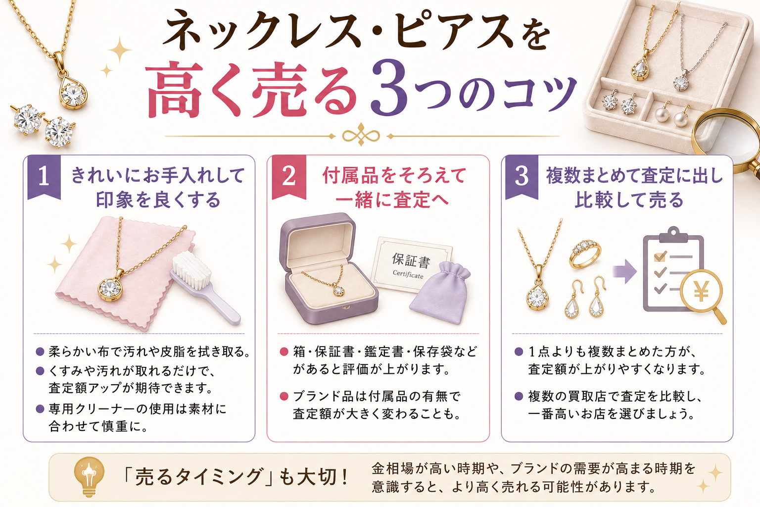 ネックレス・ピアスを高く売る3つのコツ