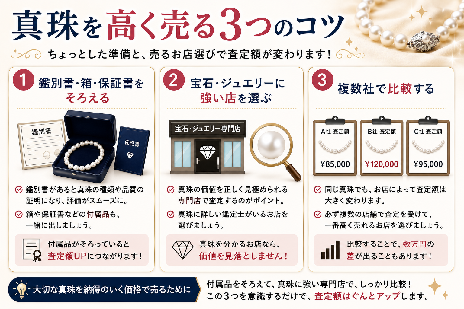 真珠を高く売る3つのコツ