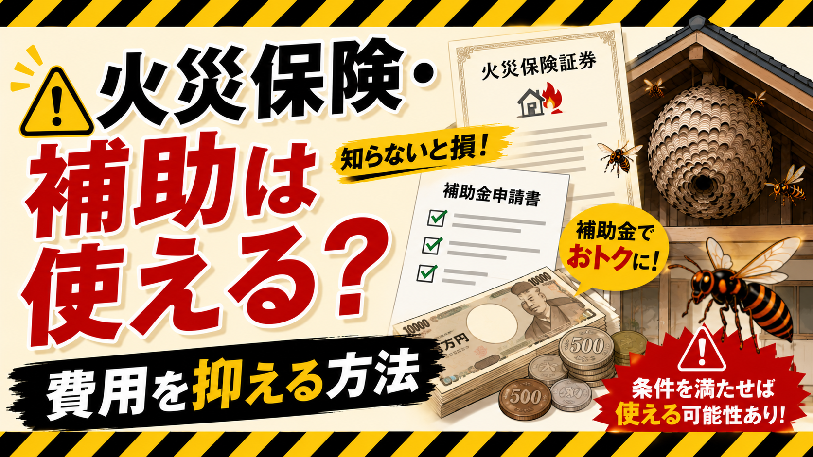 ハチ駆除の費用を抑える方法（アイキャッチ）