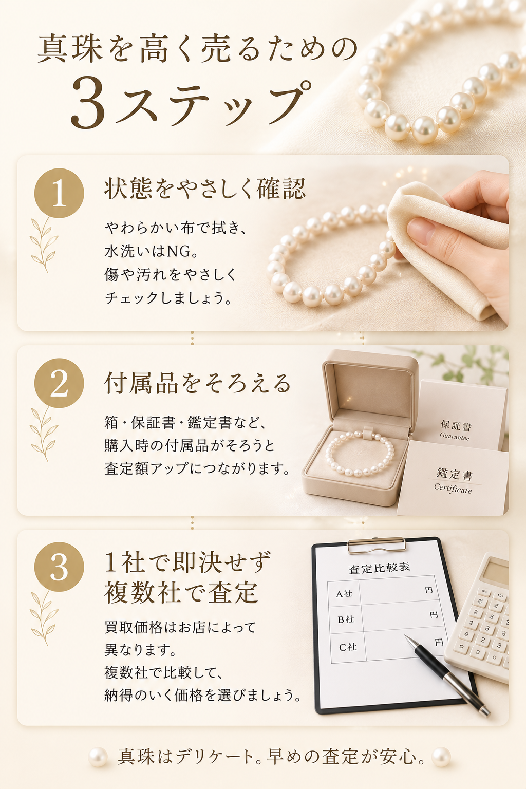 使わない真珠（パール）ネックレスを手放す｜冠婚葬祭で眠る真珠の売り